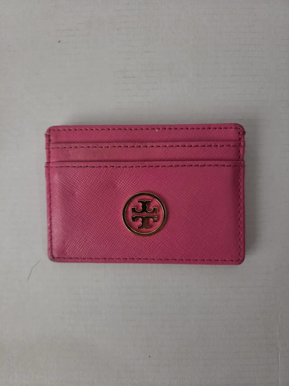 Tory Burch Hot Pink Card Holder with Gold Logo